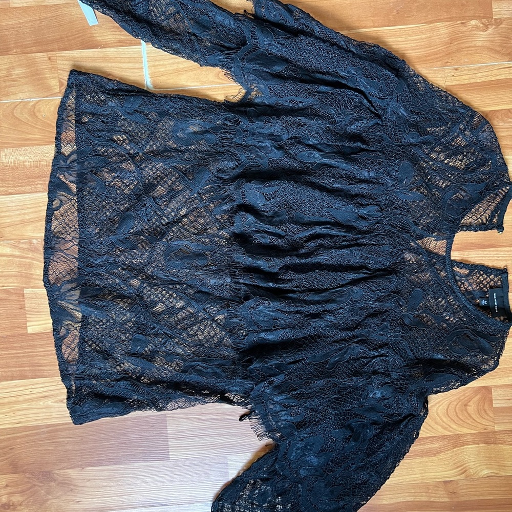 Who What Wear Black Lace Top